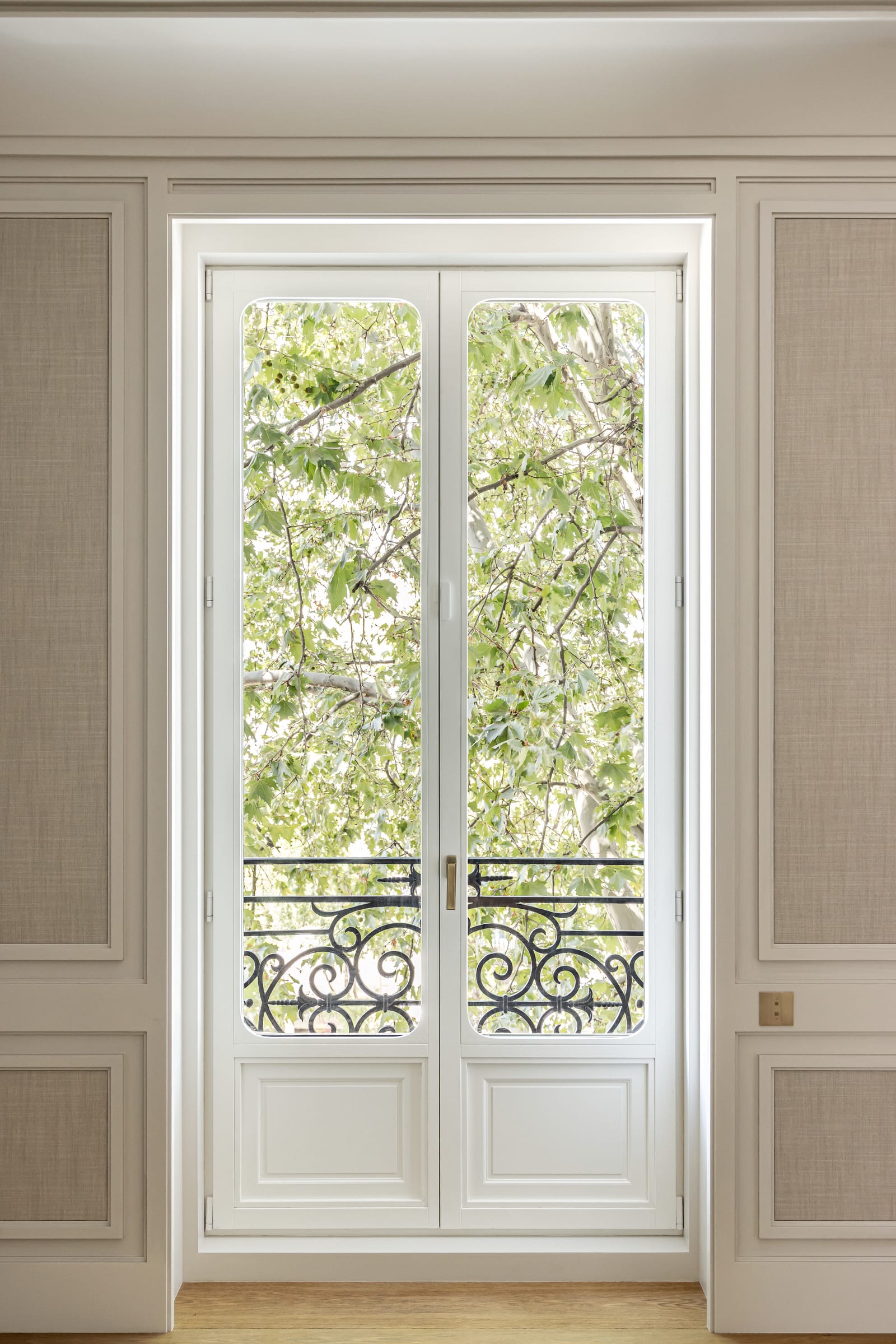 Study with window and balcony